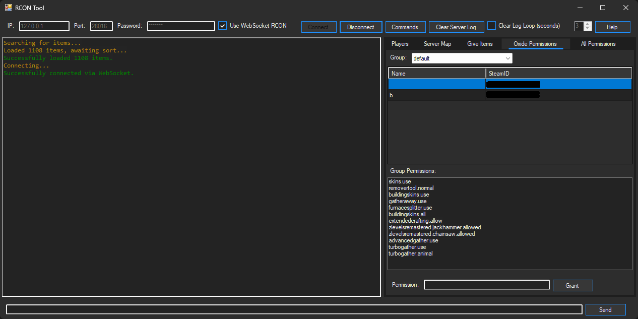 RCON Tool Permissions View 1